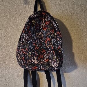 Wild Fable Black Floral Mini Backpack with Orange Blooms